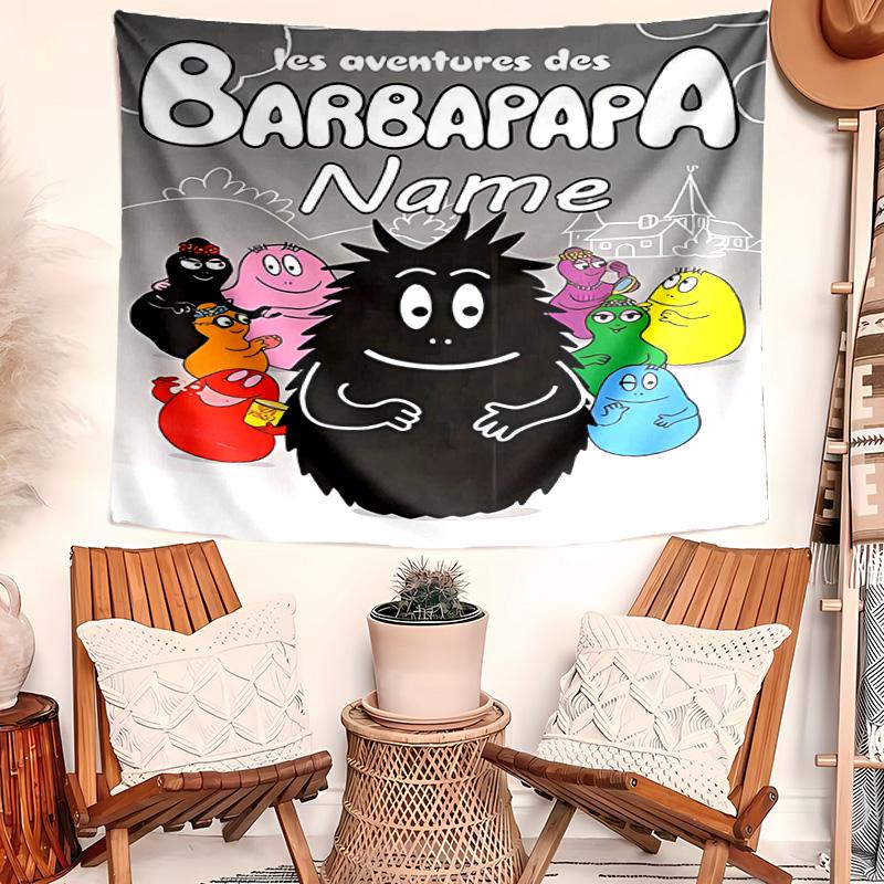 Personalized Barbapapa Background Tapestry,Custom Name Birthday Party,Multifunctional Wall Decoration for Home Decor,Various Occasions