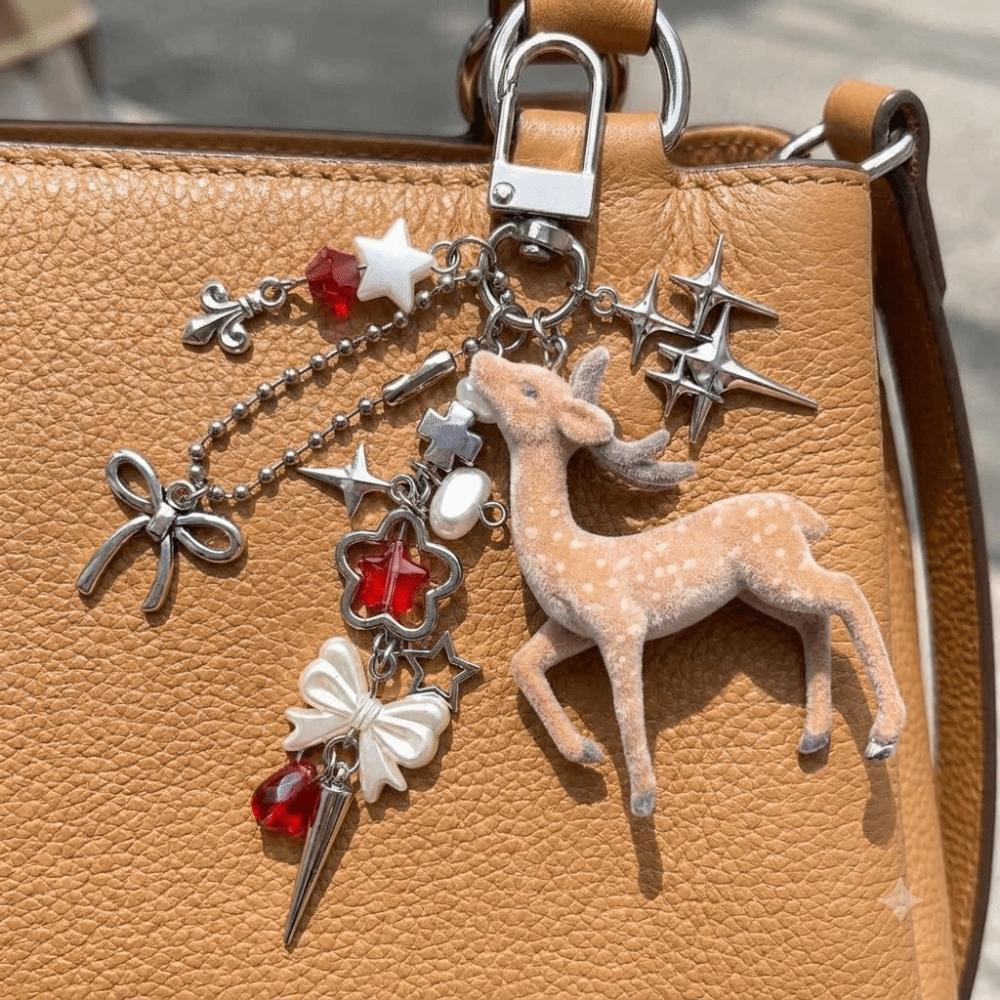 Handmade Deer Keychain Portable Phone Charms Cute Bag Pendant