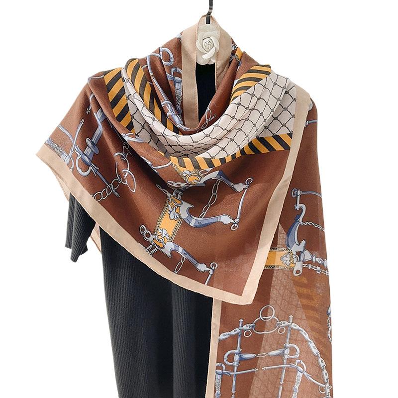Wenyi Fan Creative Niche Printed Scarf High Sense Women's Elegance Temperament Fashion Cotton and Linen Scarf with Shawl
