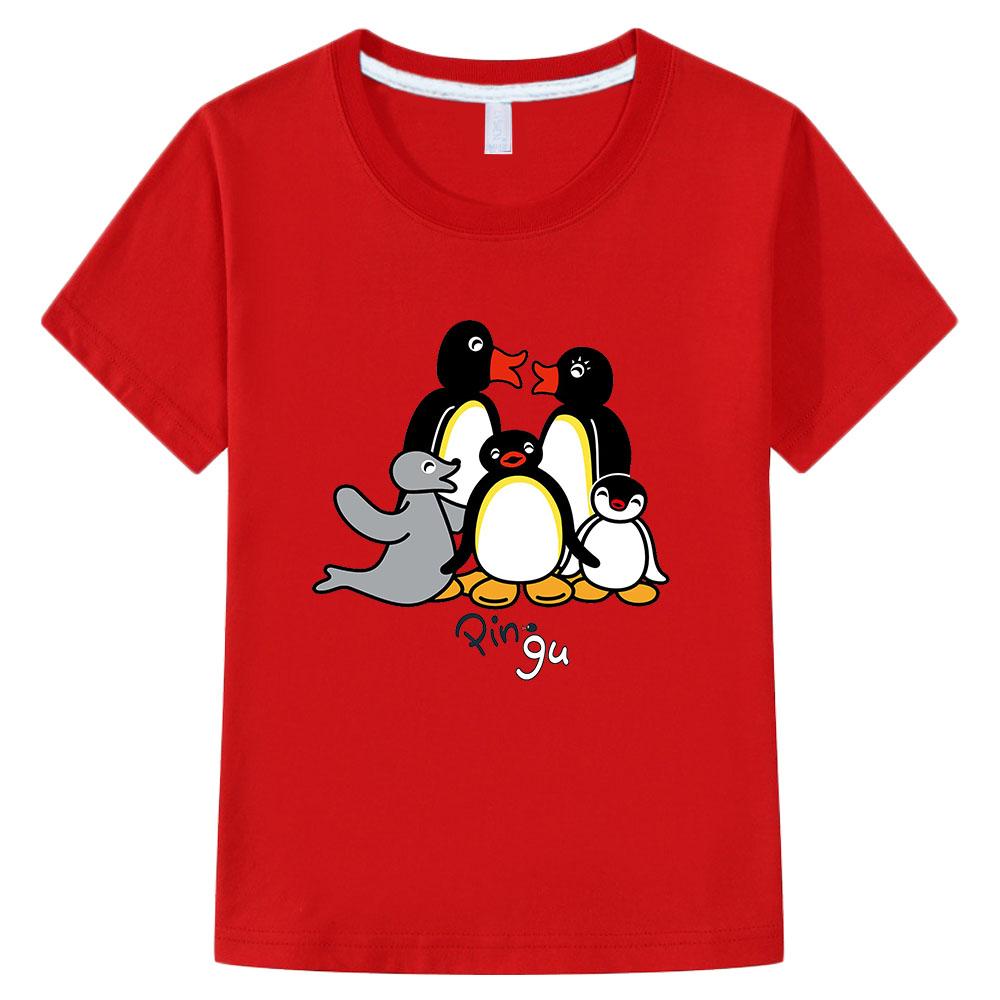 Pingu Summer 100% Cotton T-shirt Kawaii Boys Cartoon Print Tees Girls Kids O-neck Clothing Sports Fashion Tops Manga Short Sleeves summer clothes