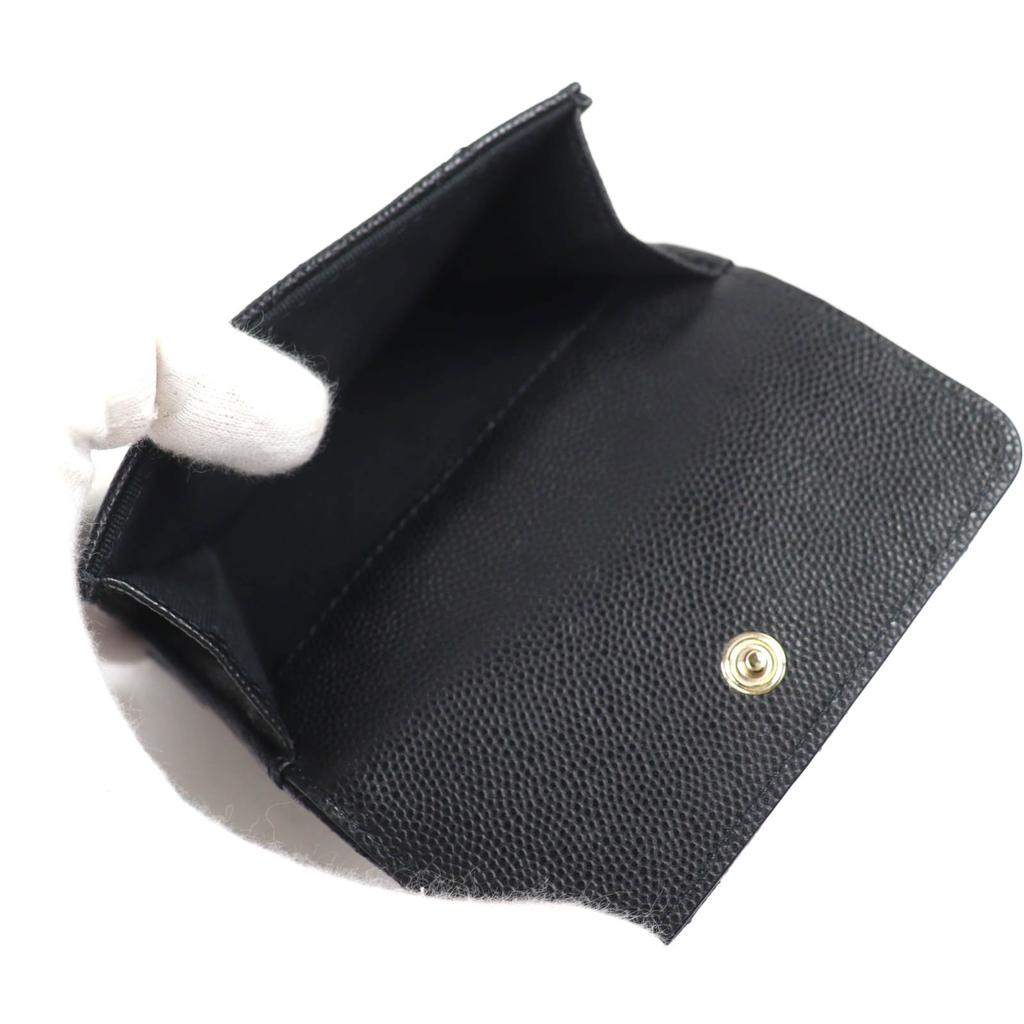 Great CHANEL COCO Mark Matelasse Small Flap Wallet Caviar skin AP4173 Used