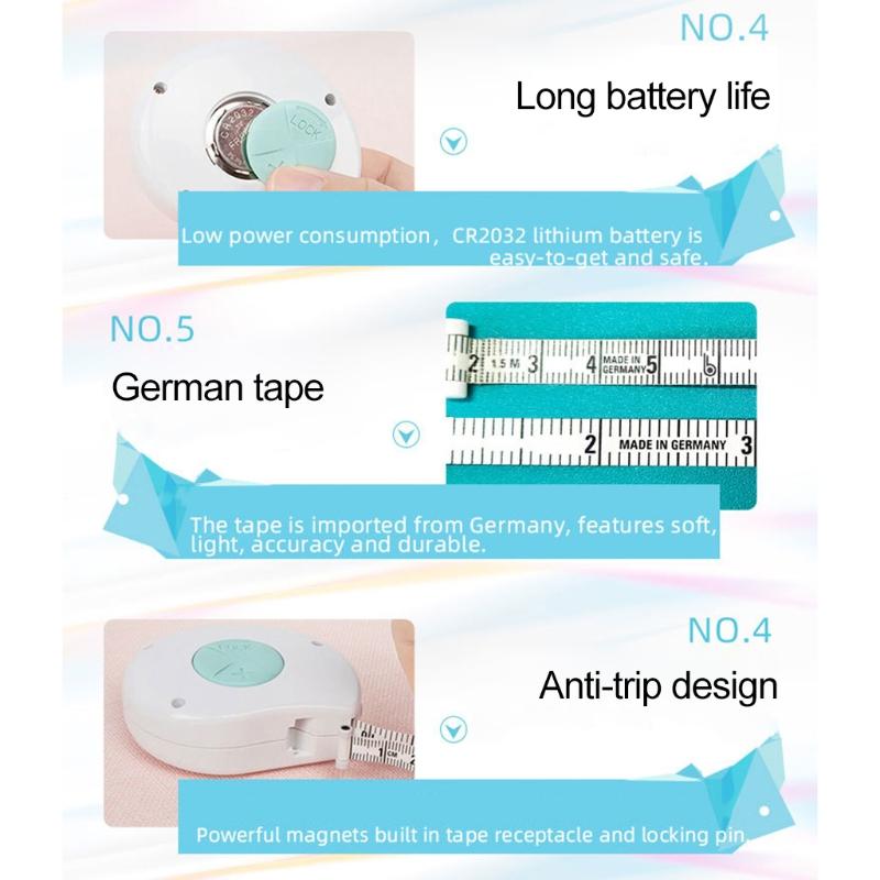 Brand New Digital Waist Bicep Measure Body Circumference Tape Measure with Auto-Locking and Retractable