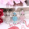 Owl Necklace Sweater Chain Faux Opal Rhinestone Decor Hollow Out Alloy Clothes Jewelry Dating Prom Party Garment Decoration Necklace