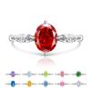 925 Sterling Silver Ice Cut Pigeon Egg Shape Colored Gem Super Sparkling High Carbon Diamond Simple Ring for Women Fashion Jewelry Gift