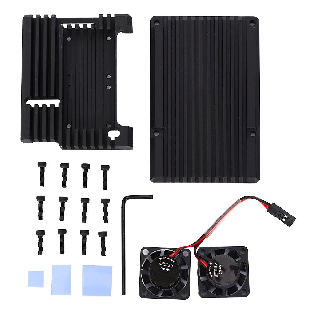 Aluminum Alloy Heat Dissipation Shell Case with Dual Fan Fit for Raspberry Pi 3 Model 2b 3b