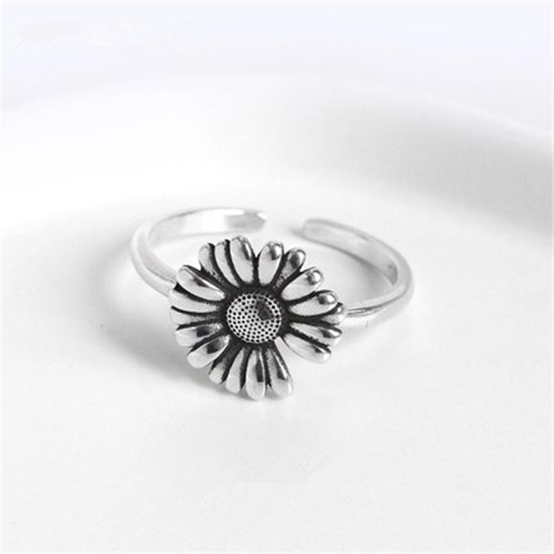 foxanry Minimalist Sunflower Rings for Women Couples Engagement Jewelry New Terndy Party Accessories Gift