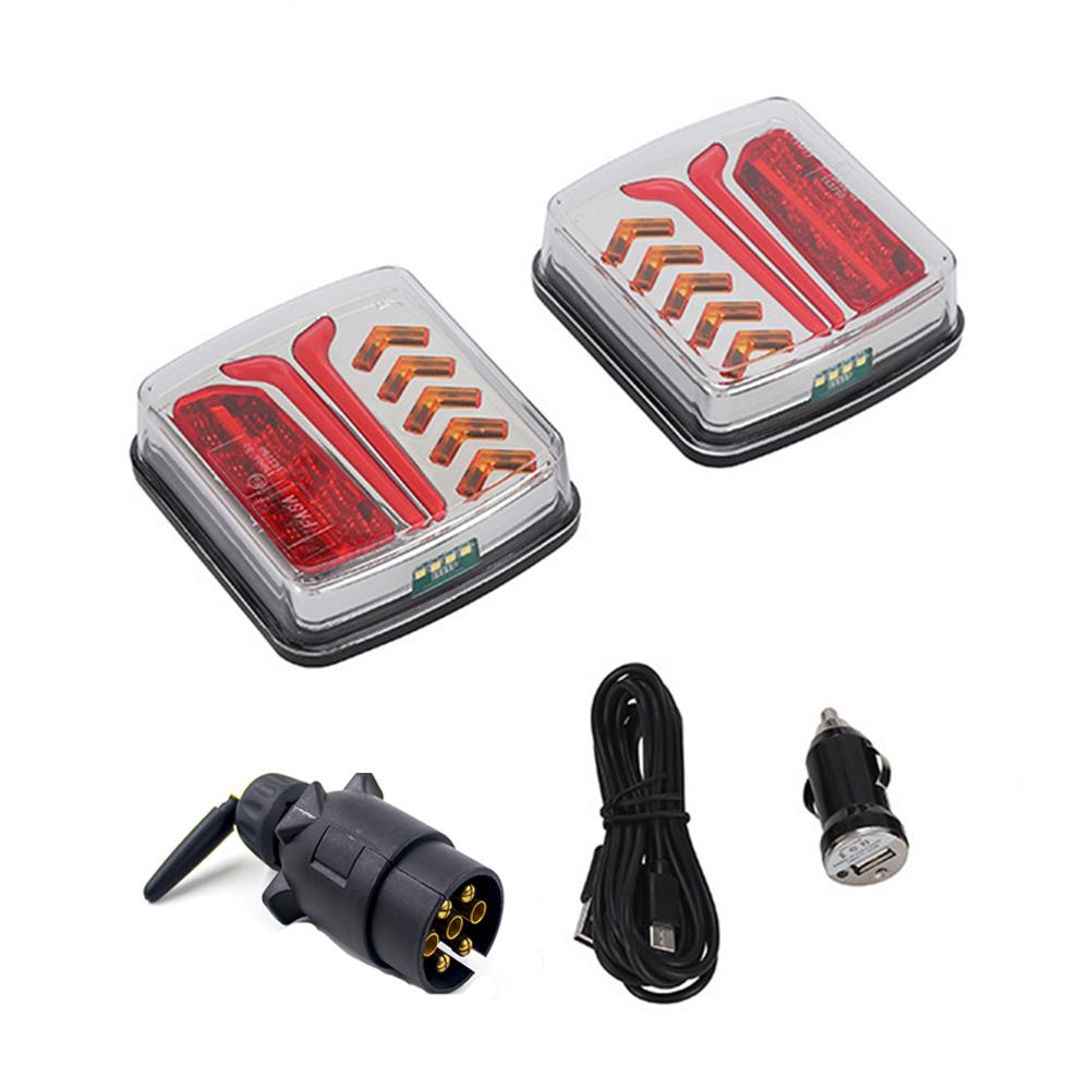 1 Комплект Водонепроницаемый 12В 24В Беспроводной Магнитный Светодиодный Задний Фонарь Грузовика Сигнальный Предупреждающий Стоп-Сигнал 7-контактный Прицеп Караван Грузовик
