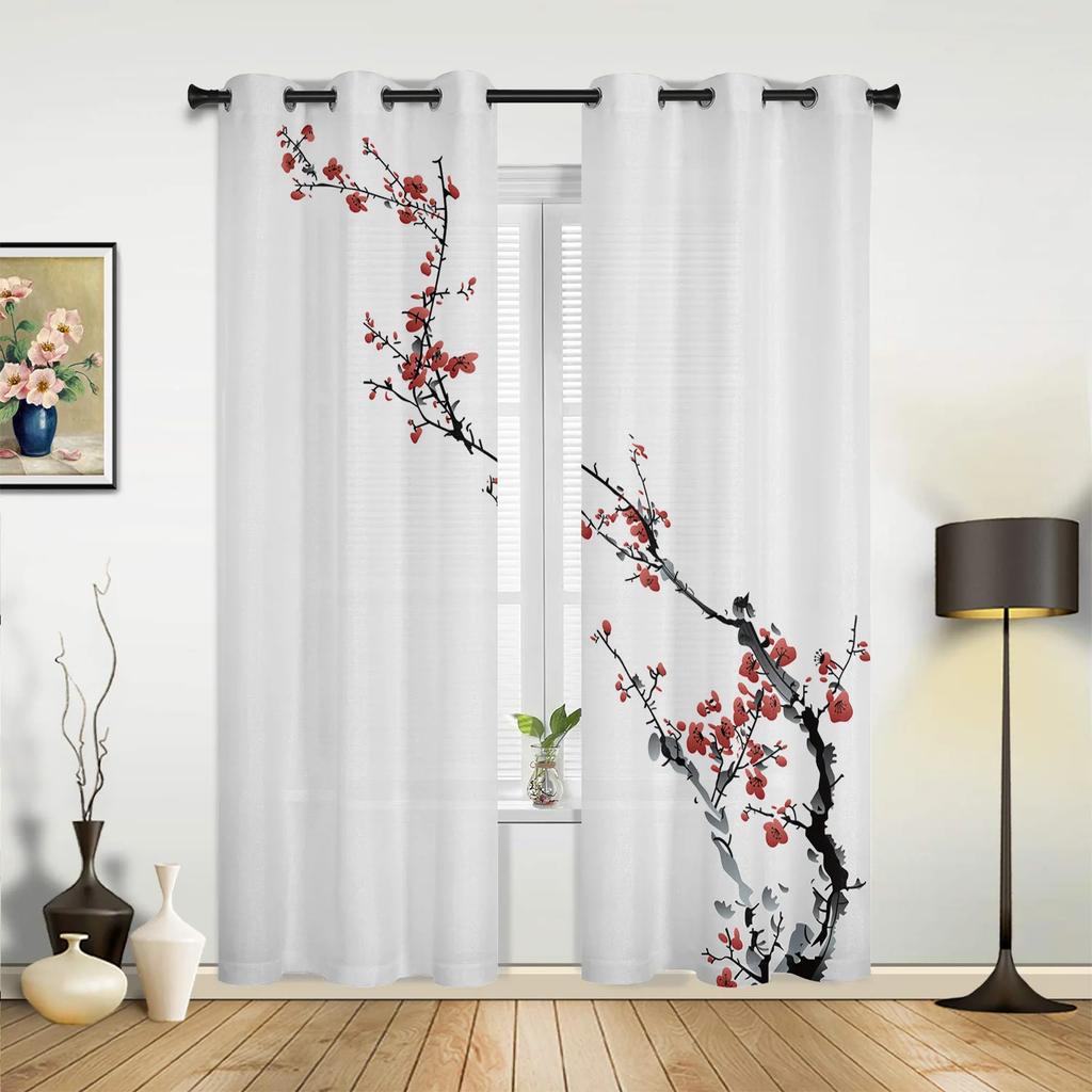 Цветущая сливовая птица в китайском стиле, занавески для окон, украшение для дома, шторы для гостиной, шторы для детской комнаты, шторы для кухни, спальни