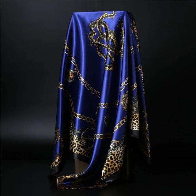 90*90cm Square Silk Scarf Women Shawl Print Satin Hijab Female Luxury Brand Square Lady Muffler Coverchief Bandanna Pareo Girl