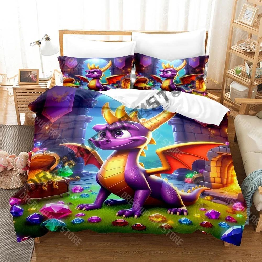 3D Печать Spyro Reignited Trilogy Мультяшная Игровая Постельное Белье Комплект Односпальный Твин Фул Квин Кинг Размер Постельное Белье Взрослая Спальня Пододеяльник Комплект