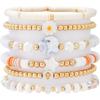 RISHEGAE Heishi Beaded Stretch Bracelets for Women Stackable Polymer Clay Beads Bracelets Friendship Boho Summer Beach Bracelet Jewelry Set