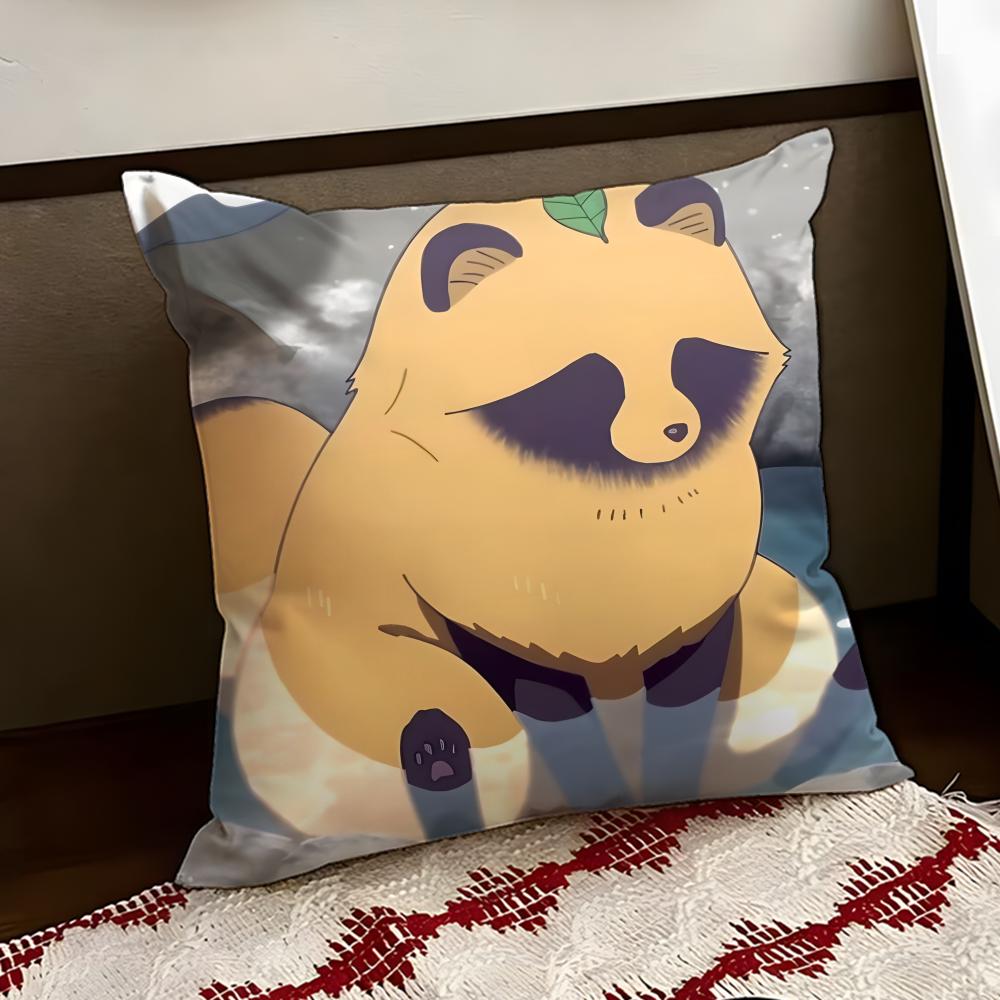 with you and the rain tanuki Cushion Cover Reversible Soft Durable Pillow Cover Home Car MultiScene Use for Daily Comfort