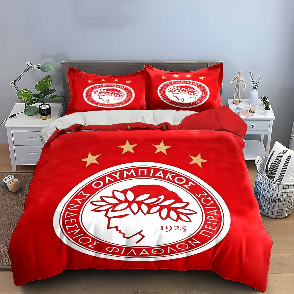 Olympiacos logo and stars. Bedding sets Duvet cover sets Duvet covers Pillowcases(1 * Duvet Cover 2 * Pillowcases without duvet insert)