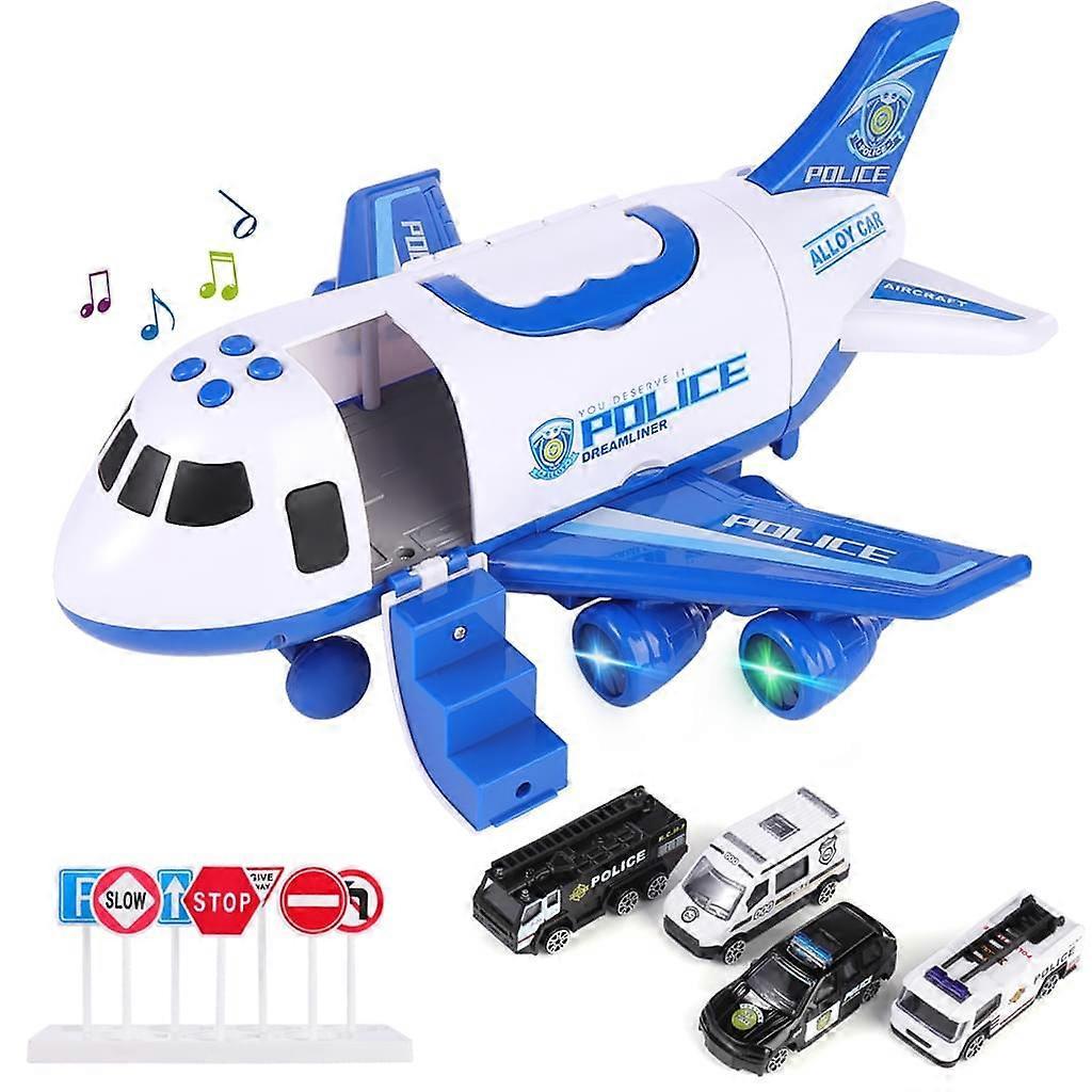 Emergency Rescue Trucks Transport Set, Ambulance Airplane Toy With Light And Sound Effects For Interactive Play, High Quality Airplane Toys, Suitable