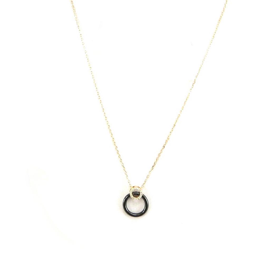 Les Trésors De Lily [L5649] - Позолоченное колье 'Sissi' черное (керамика)