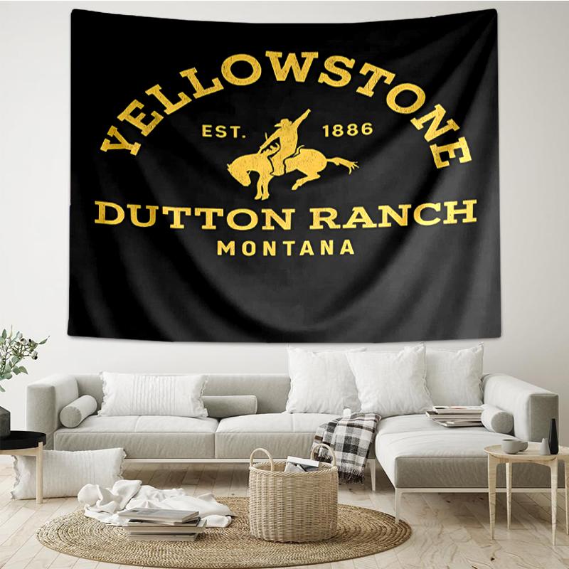 Yellowstone Print Tapestry, Backdrop, Easy Setup, Ideal for Bedroom, Office & Living Room, with Aesthetic Wall Hanging Decor.