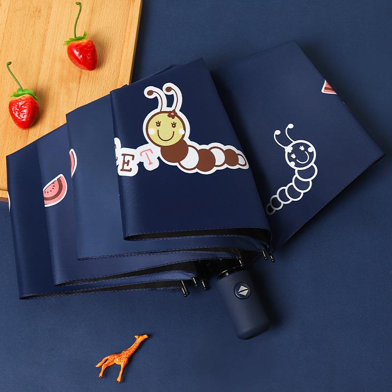 Складной черный пластиковый зонт двойного назначения с 8 спицами, автоматический, симпатичный