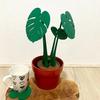 Monstera Coaster Plant Ornament 3D House Coaster Artificial Plant Built-In Printed Leaves Modern Design