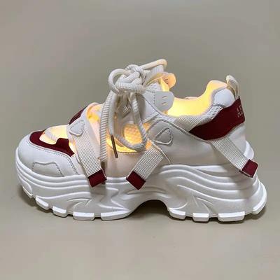 Белые туфли на толстом каблуке, ключевая высота, для скейтбординга, бега, шлепанцы, женские коричневые кроссовки, спортивные, новые, быстрое предложение, сникер