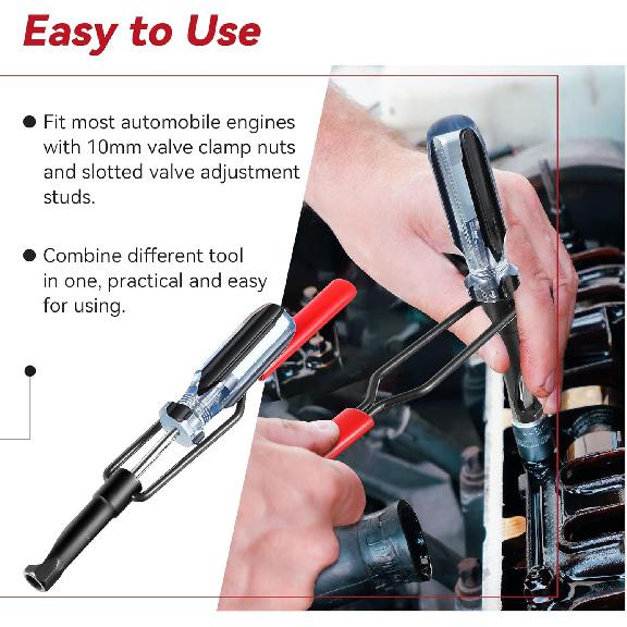 Dreyoo 10MM Valve Adjustment Tool Jam Nut, Slotted Valve Adjusting Stud, Valve Grinding Tool Compatible With Honda/Nissan Auto Vehicle Engines, Valve
