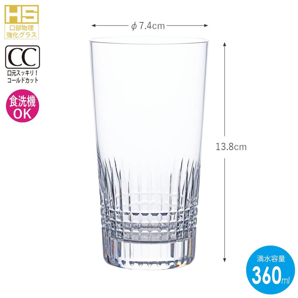 Toyo Sasaki Glass Стакан Тумблер Хрустальный 12 Стаканов 360мл Набор из 3 Сделано в Японии Можно мыть в посудомоечной машине Стеклянный Стакан Пивной Стакан Стакан для Хайбола Стакан для Сауэра