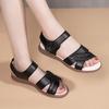 Soft Leather Soft Sole Beef Tendon Mother Sandals Women's 2025 Summer New Flat Bottom Middle-aged and Elderly Comfortable Fashion Women Non-slip