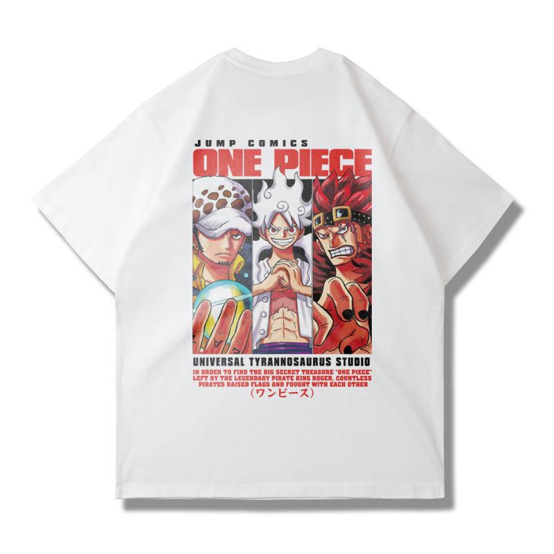 Summer Pure Cotton Japanese ONE PIECE Luffy Tide Brand Short-sleeved Animation T-shirt Printed Men and Women Loose Ins