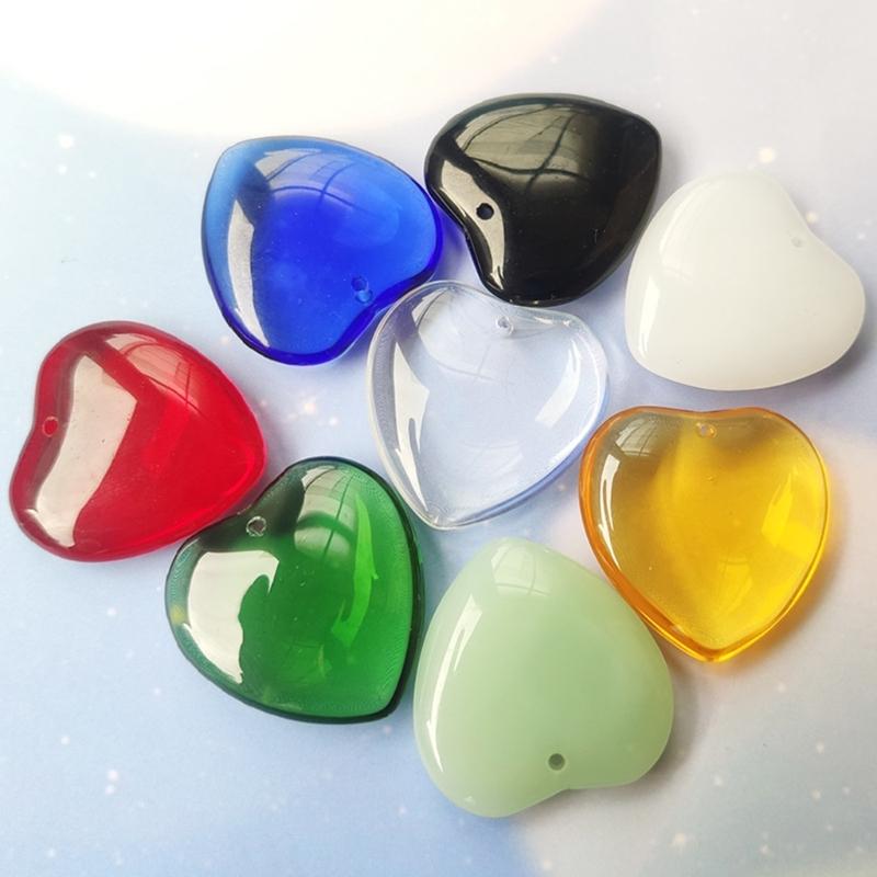 Love Heart Shaped Pendant Crystal Glass Peach Heart Loose Beads Charm for DIY Jewelry Necklace Earrings Making
