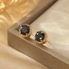 Fashion Earrings, Elegant and Generous Women's Earrings, Whole Body S925 Silver Zircon Light Luxury Black Gold Stud Earrings, Versatile Temperament
