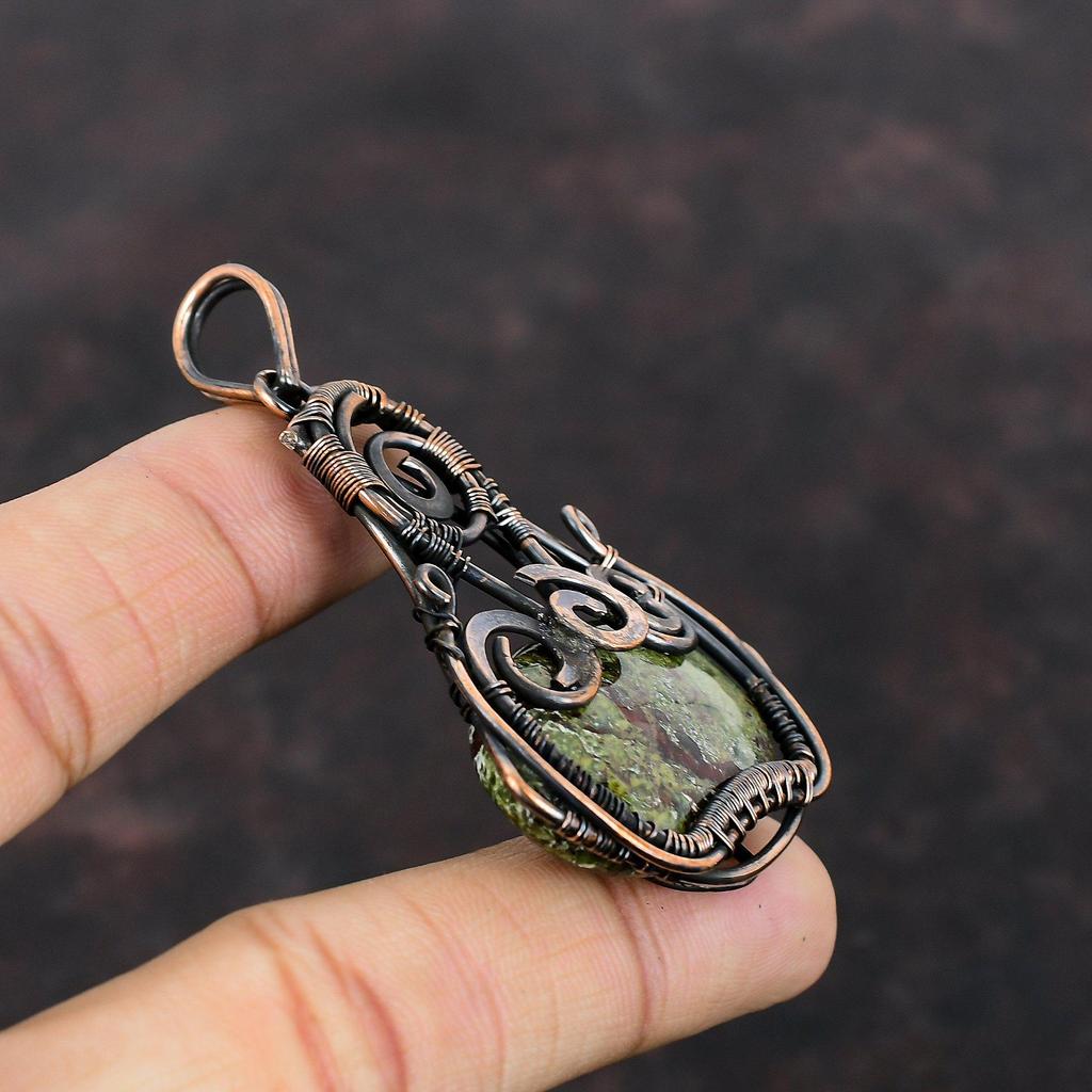 Дракон Кровавый Камень Кулон Медная Проволока Обернутый Кулон Натуральный Драгоценный Камень Кулон Ручной Работы Бохо Хиппи Ювелирные Изделия Подарок Для Него Ювелирные Изделия из Медной Проволоки