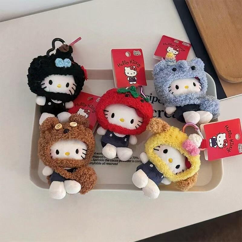 Японская серия Sanrio Худи Плюшевая игрушка Hello Kitty Мультяшная Милая Сумка Подвеска Брелок Цепочка для телефона Подарки для девочек