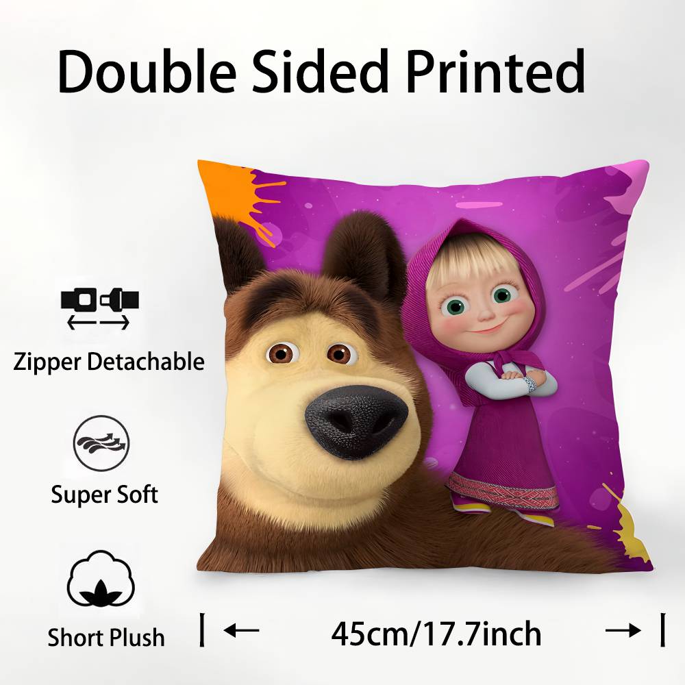 Мультяшный Милый M-MashaS И Медведь Наволочка Квадратная Двусторонняя Печать Наволочка для Подушки для Дивана Домашний Декор Спальни Подарок