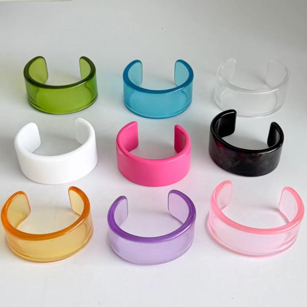 Transparent Half Cuff Bracelet Wide Elegant Wristband Fashion Resin Bangle Bracelet Daily Casual