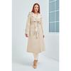 Waterproof Medium Length Unlined Cotton Double Breasted Trench Coat Beige 3440