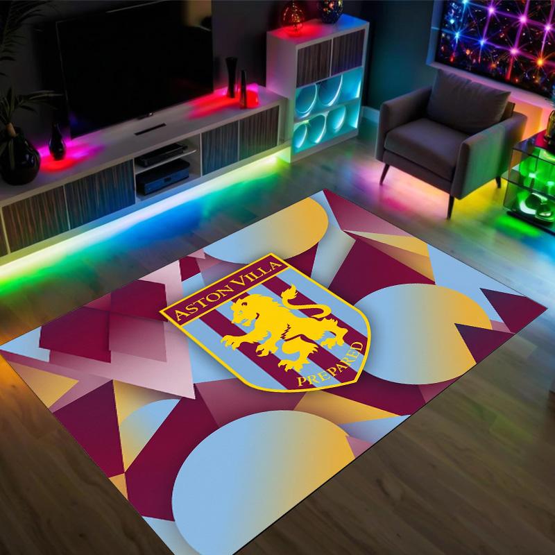 Aston Villa Football Design Crystal Velvet Carpet Cozy Non?Slip Printed Rug For Bedroom Living Room Entrance