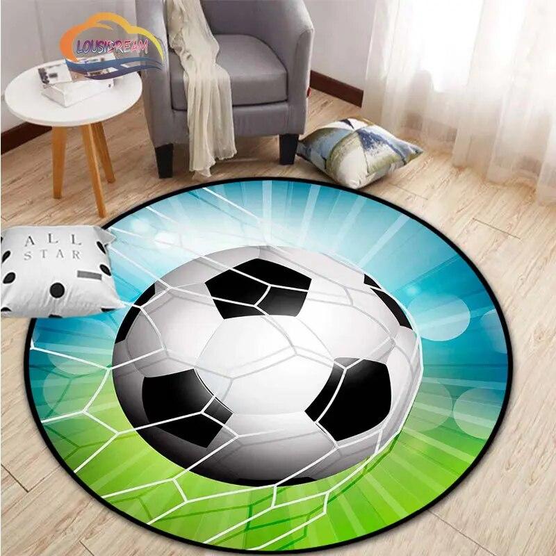 Ковер с изображением футбола, украшение для гостиной, круглая кровать, стул, коврик для дома, входная дверь, дети