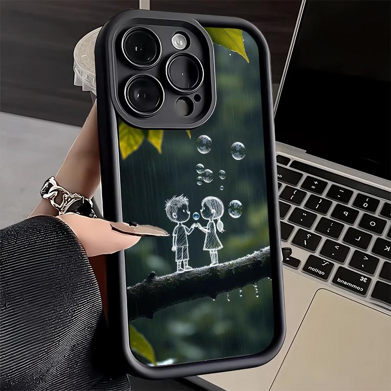 Чехол для телефона iPhone 17 Air 16E 15 16 Pro Max Nature Милый в стиле детского рисунка Чехол 14 Plus 13 12 Mini Мягкий силиконовый Забавный