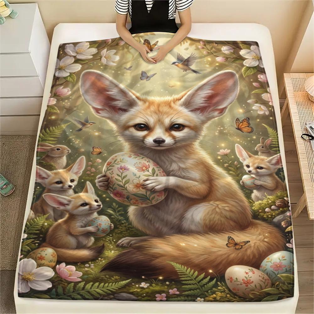 1PC Cute and heartwarming Print FlAannel Blanket, High quality Comfortable for All Seasons, Home Decor, Warmth and Comfort
