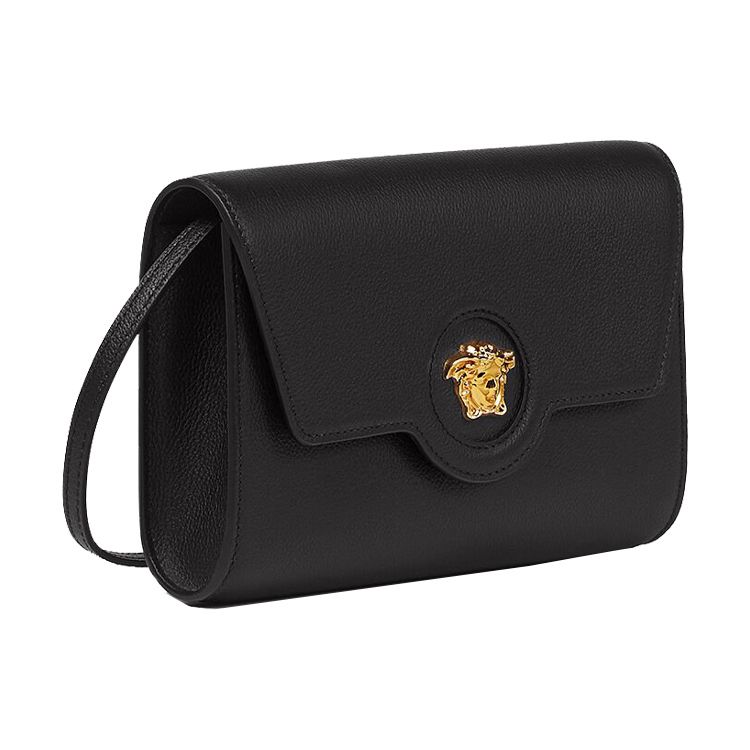 Versace La Medusa Сумка через плечо на ремне с тисненым логотипом Medusa Head из телячьей кожи с легкой текстурой Женские сумки Черный 1000814-DVIT2T-1B00V