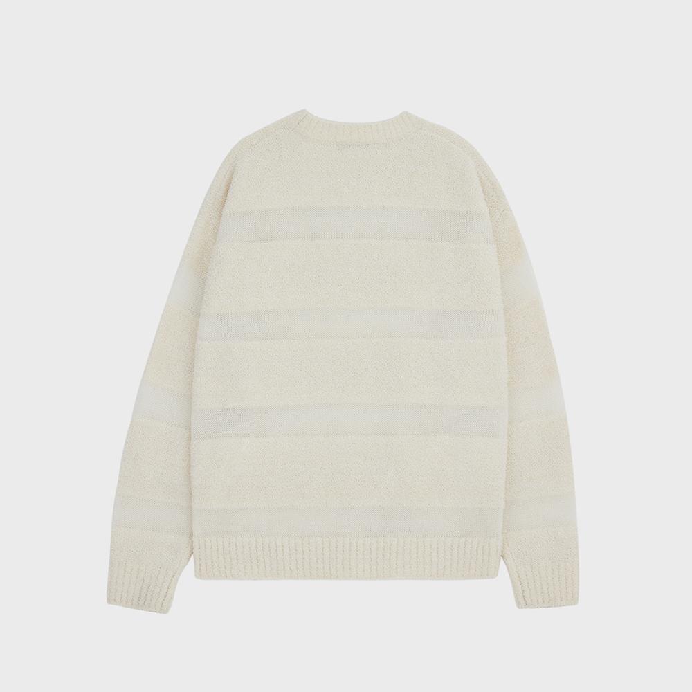 NOIRER Mohair Boucle Border Sweater (Ivory)