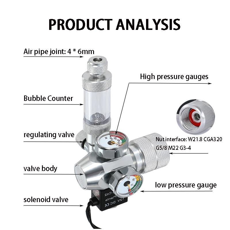 AC100-240V Аквариумный Регулятор CO2 Электромагнитный Клапан Счетчик Пузырьков Система Контроля CO2 Аквариум Редуктор Давления CO2