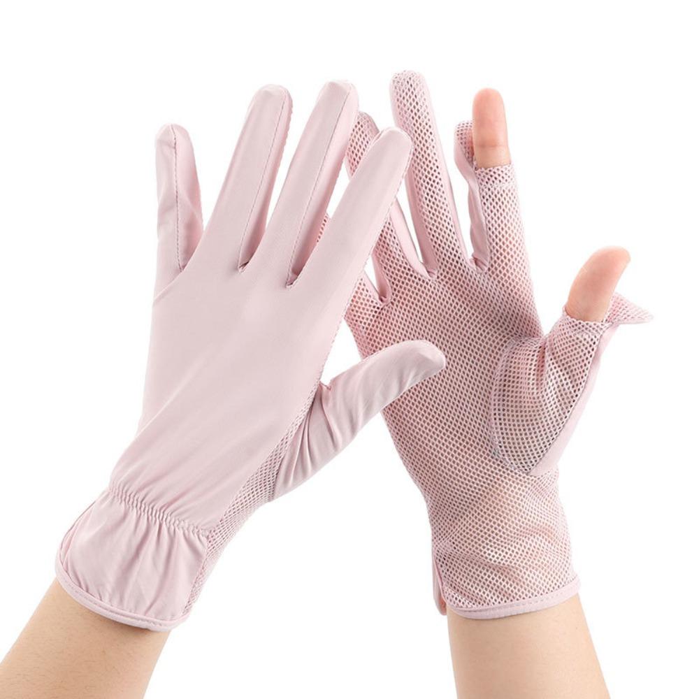 Mesh UV Protection Gloves Non Slip Thin Breathable Gloves Flip Touchscreen Ice Silk Gloves Walking