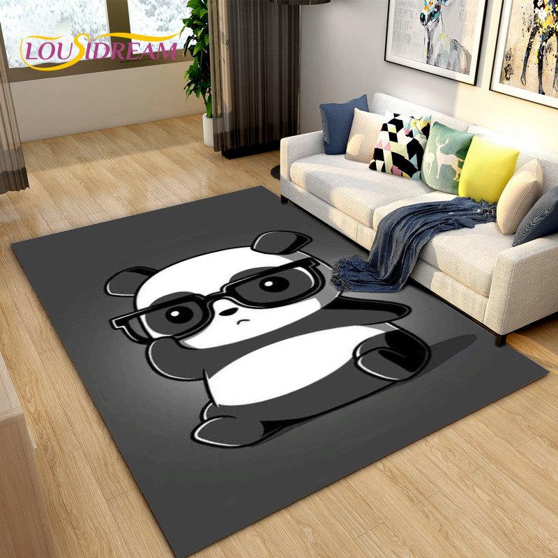 3D Cartoon Cute Panda Area Rug,Carpet Rug for Living Room Children's Room Decoration,Kid Play Crawl Soft Non-slip Floor Mat Gift