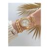 Gold Color Metal Strap Women's Wristwatch And Combination Bracelet Set