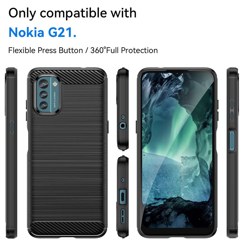 Для Чехол Nokia G21 Чехол для Nokia G21 G11 G20 G10 X100 C21 Plus Силиконовый противоударный чехол из углеродного волокна для задней крышки Nokia G21 Чехол