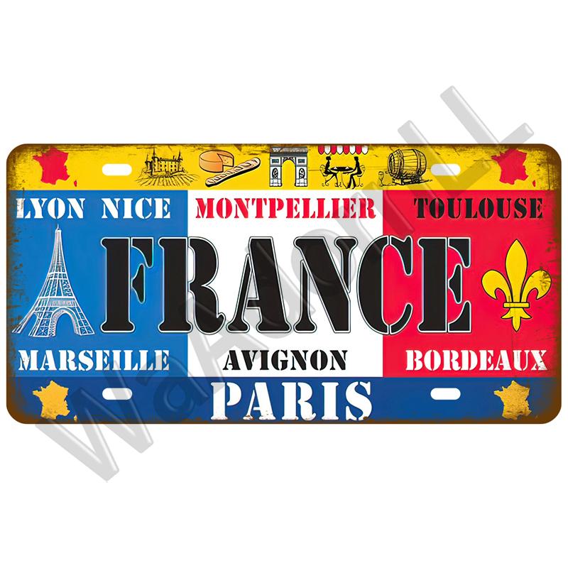 Металлический знак Германия США Флаг страны Франция Жестяная табличка Россия Испания Жестяная пластина для стены Домашний ресторан Ремесло Бар Декор