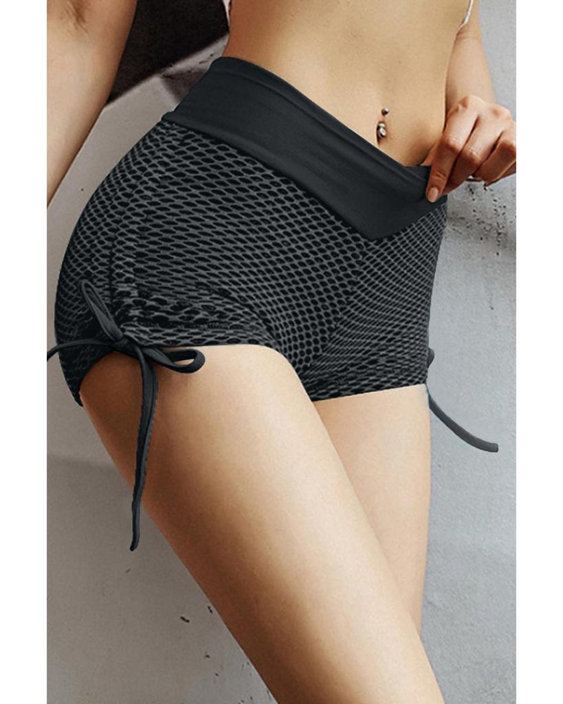 Azura Exchange Черные шорты с завязками по бокам, антицеллюлитные, с высокой талией, утягивающие ягодицы