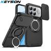 KEYSION Чехол для телефона с кольцом-подставкой 360° для Xiaomi POCO F8 Ultra, сдвижная защита камеры, магнитный противоударный чехол для POCO F8 Pro