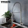 Chrome 360 Degree Rotation Kitchen Faucet Dual Sprayer Swivel Spout Kitchen Faucets Spring Pull Out Tap Vessel Sink Mixer Taps