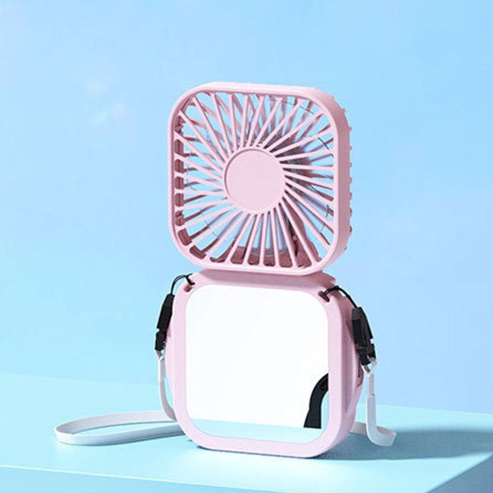 Adjustable Portable Handheld Fan With Vanity Mirror Pocket Fan Personal Desk Fan Summer Gift